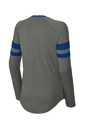 Women's Halftime Stripe LS V-Neck