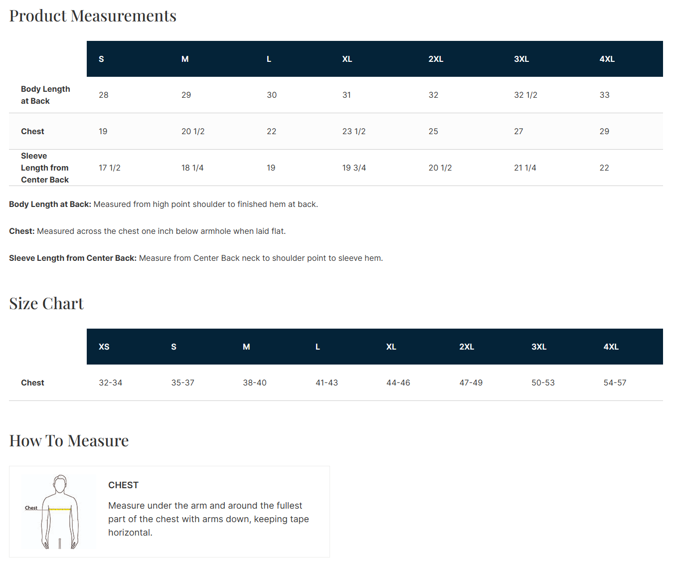 Adult Size Chart