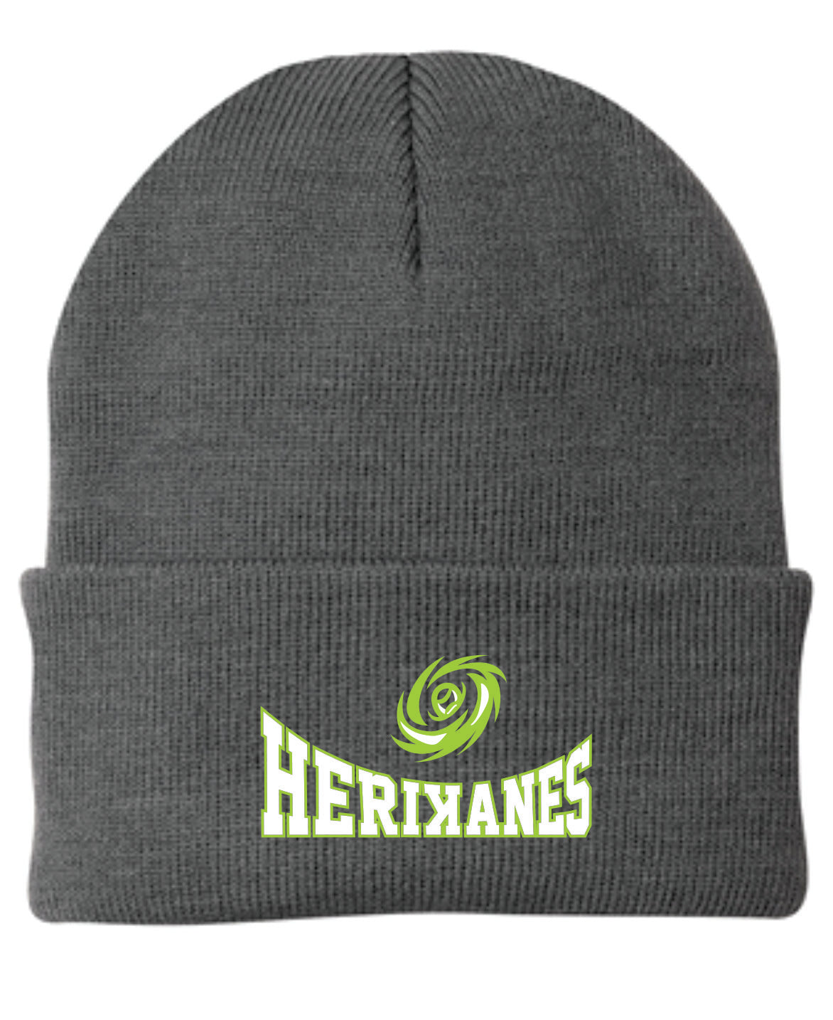 Herikanes Embroidered Knit Fold Over Stocking Cap
