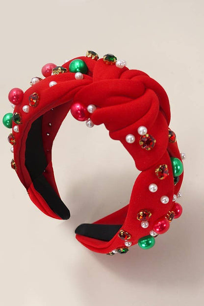 CHRISTMAS JINGLE BELL SEED BEAD HAIR BAND HEADBAND