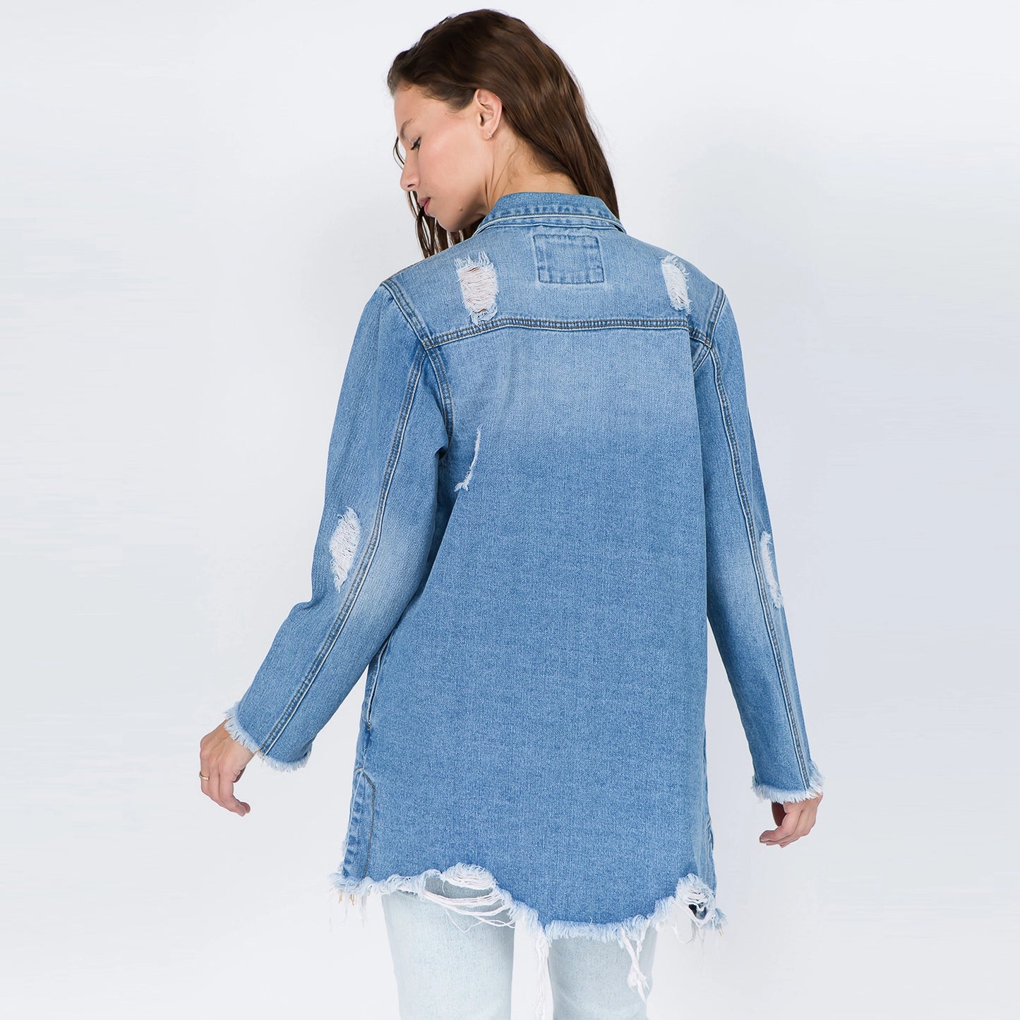 Distressed Denim Shacket