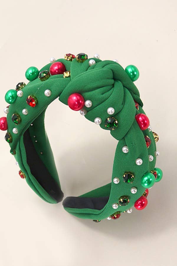 CHRISTMAS JINGLE BELL SEED BEAD HAIR BAND HEADBAND