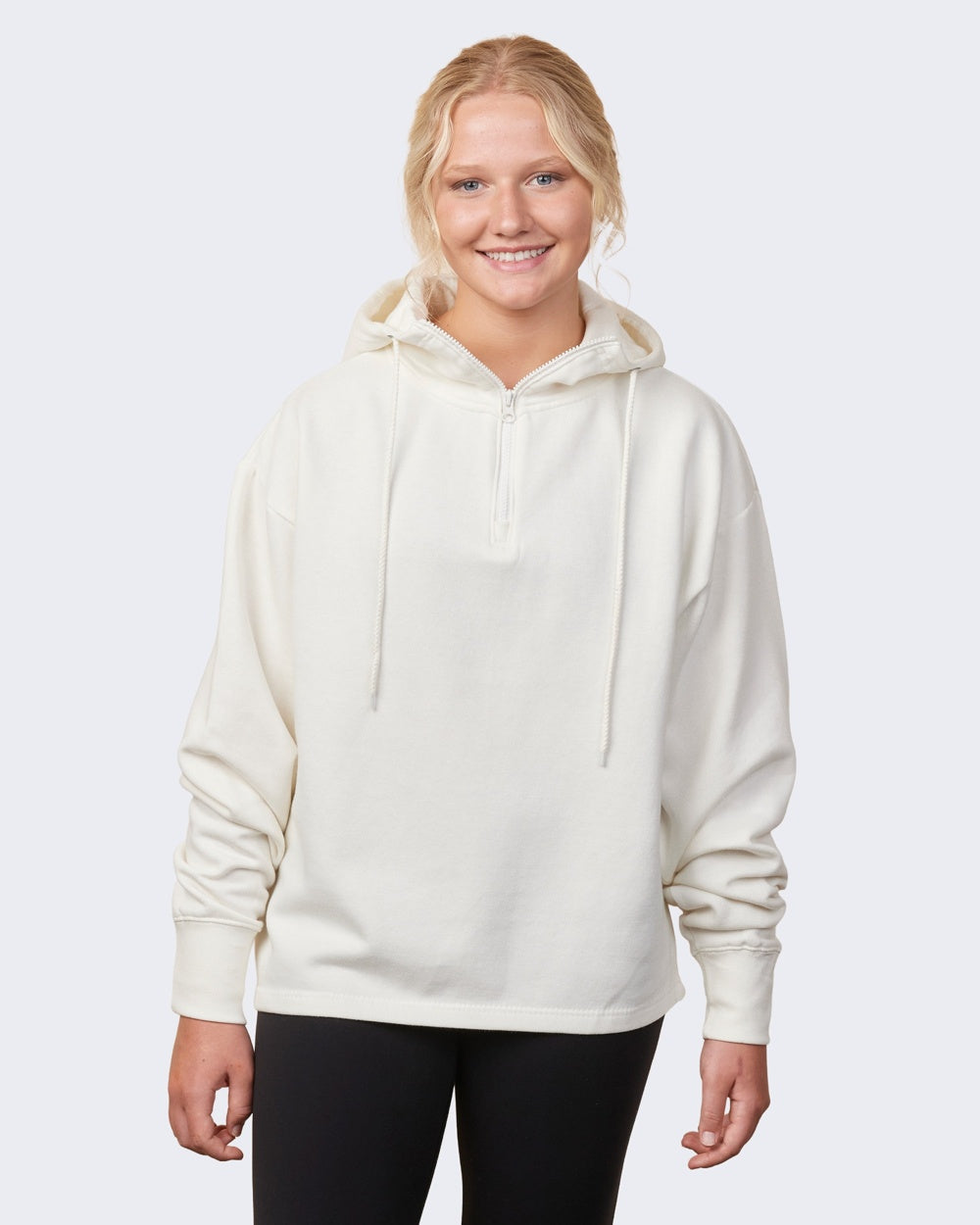 Ladies Boxy Quarter Zip Hood