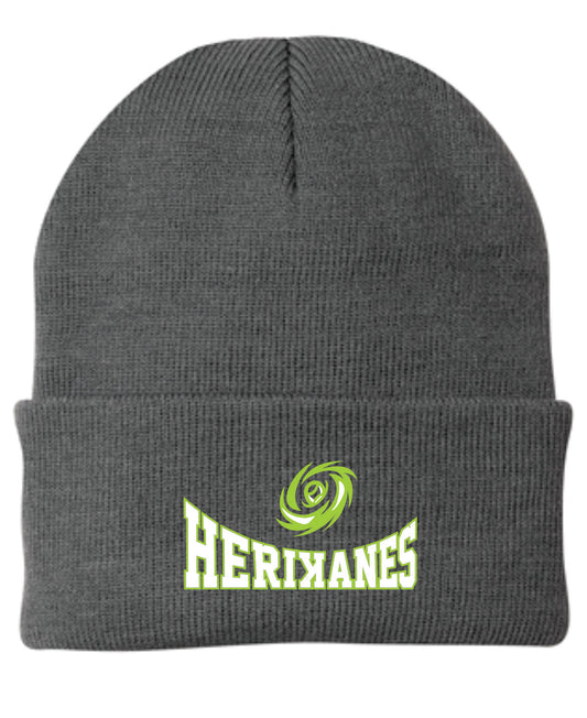 Herikanes Embroidered Knit Fold Over Stocking Cap