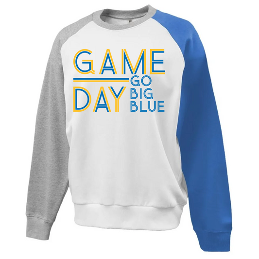 Blue Gold Game Day Tri Color Crew