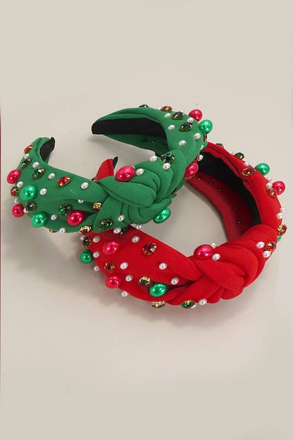 CHRISTMAS JINGLE BELL SEED BEAD HAIR BAND HEADBAND