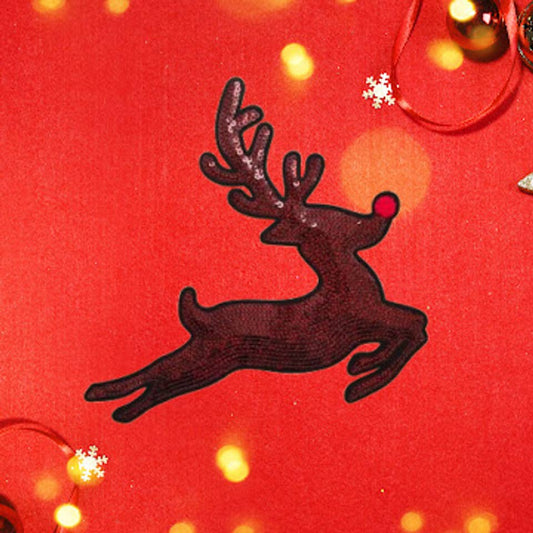 LARGE Sequin Reindeer Chenille Patch