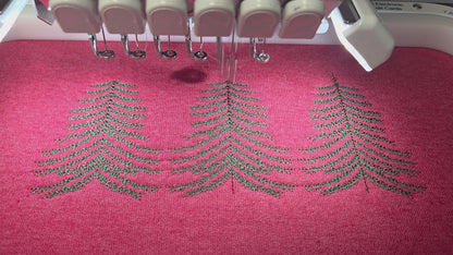 Christmas Trees Embroidered Crewneck Sweatshirt