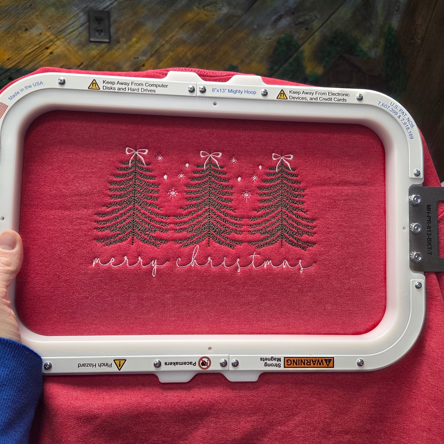 Christmas Trees Embroidered Crewneck Sweatshirt