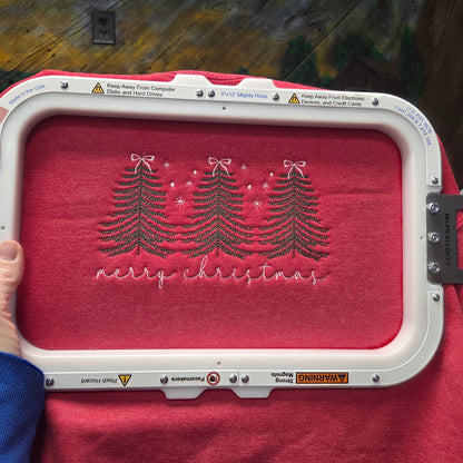 Christmas Trees Embroidered Crewneck Sweatshirt