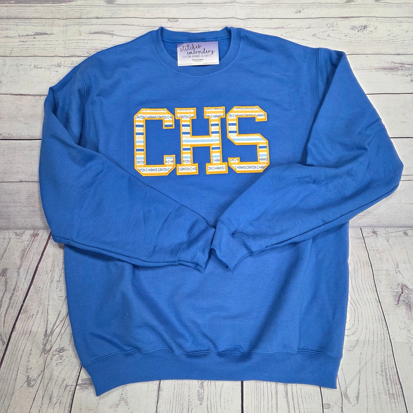 CHS Glitter Applique Embroidered  Crewneck