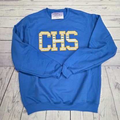 CHS Glitter Applique Embroidered  Crewneck