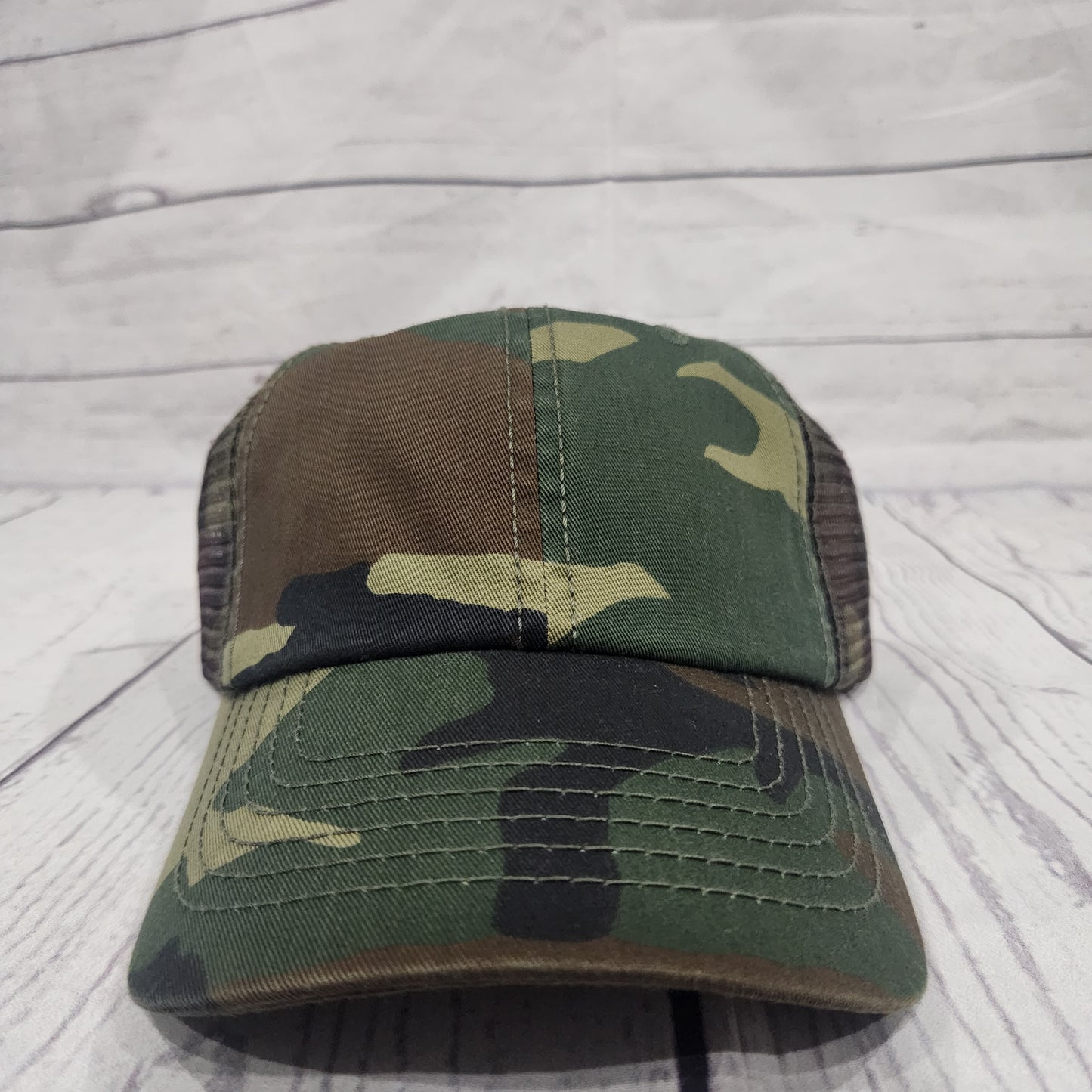 Enzyme Washed Camouflage Mesh Cap