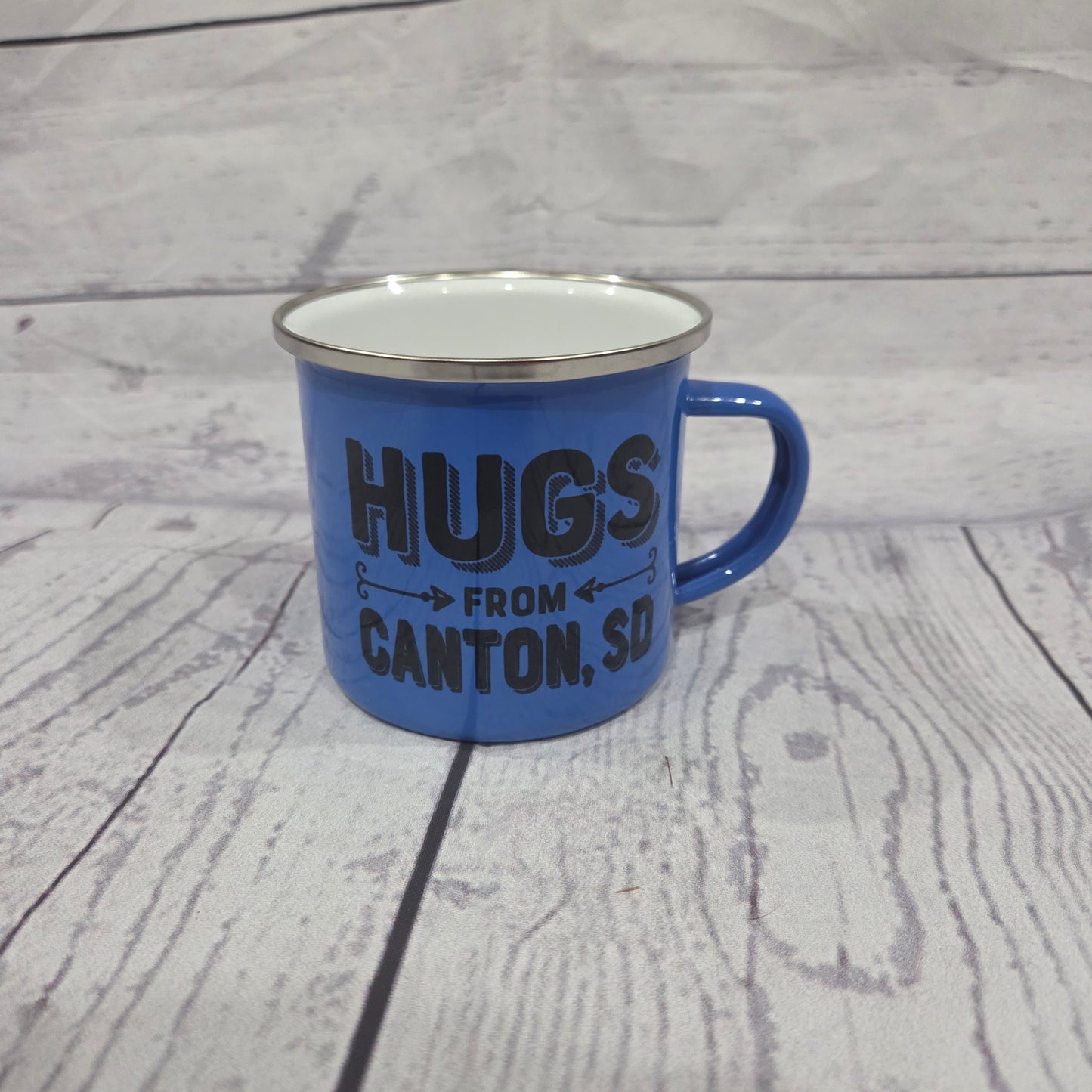 Personalized City Camp Mug, Hugs Name Drop Design