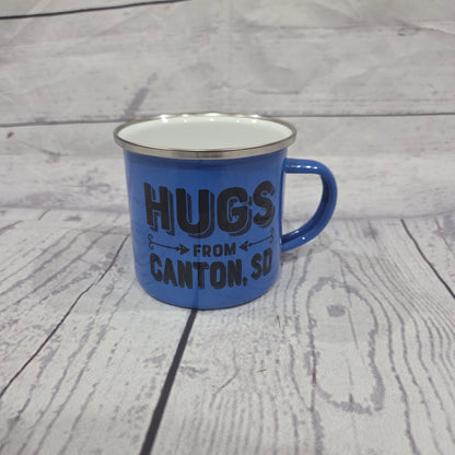 Personalized City Camp Mug, Hugs Name Drop Design