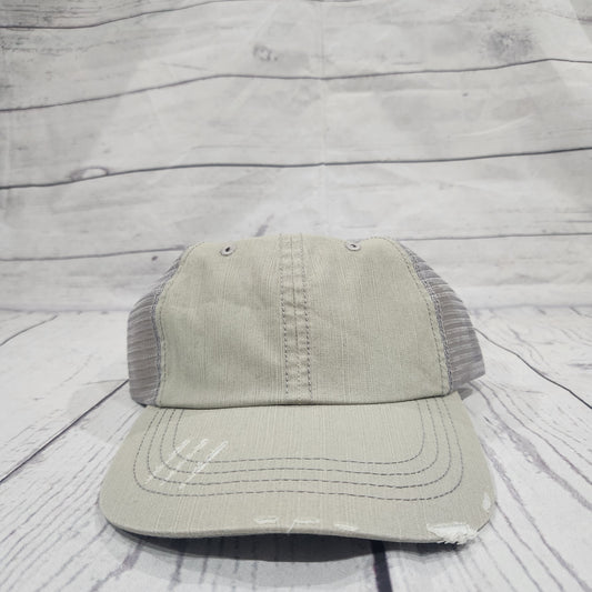 Washed Herringbone Cotton Twill Trucker Cap